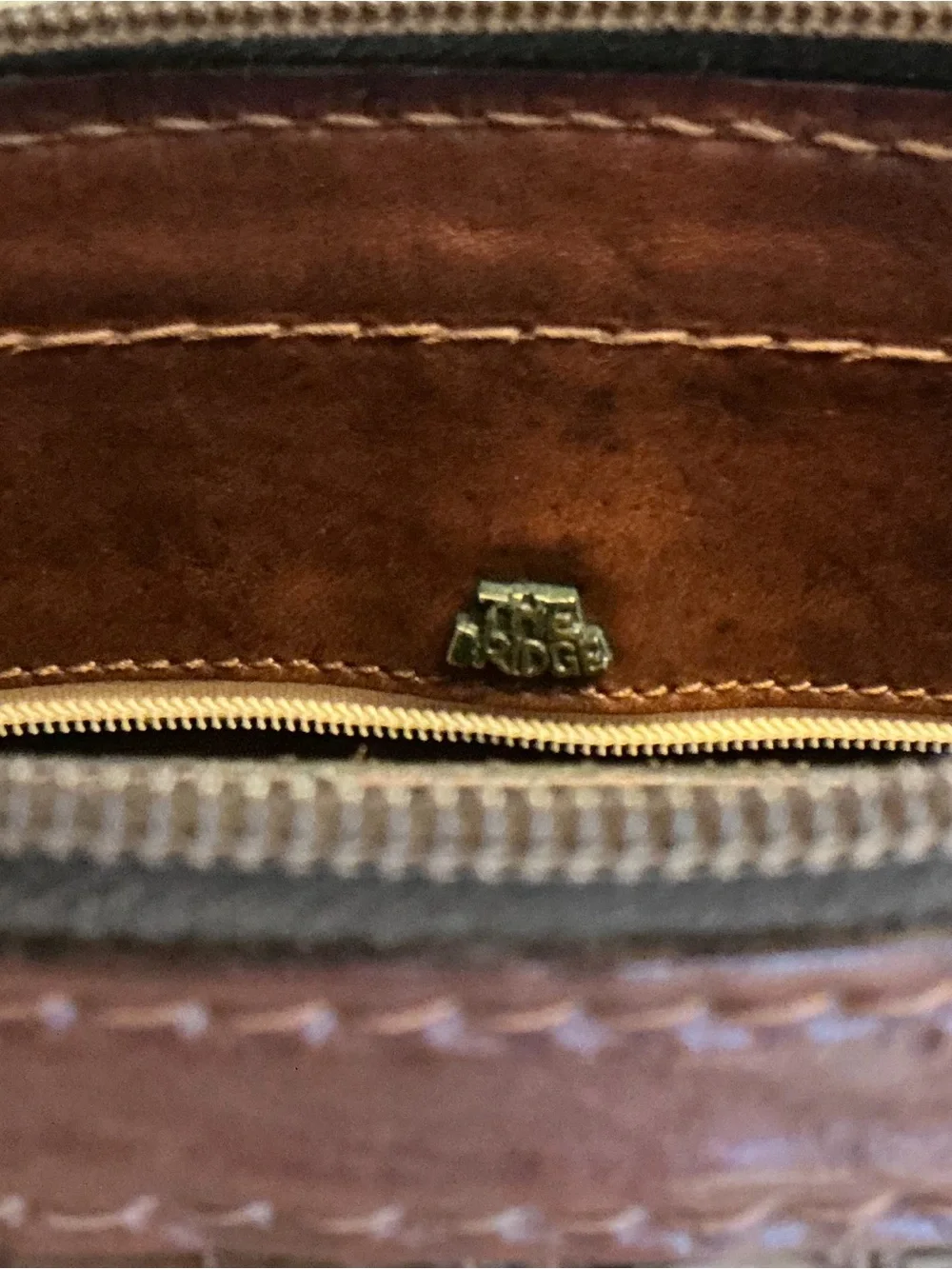 The Bridge Italy Vintage Western Croc Effect Leather Shoulder Bag Cognac Brown